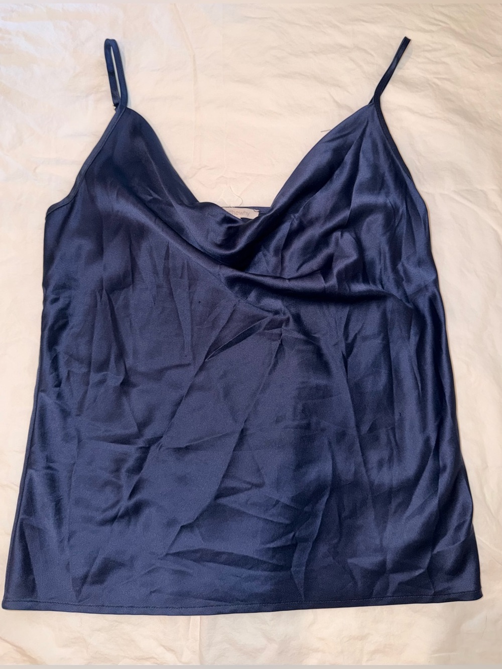 Classic Navy Satin Cowl Neck Camisole